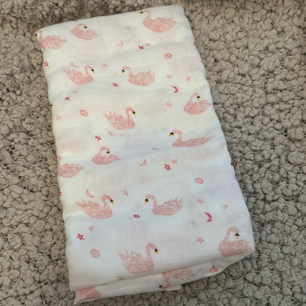 Burt’s Bees Pink Swan Swaddle Blanket